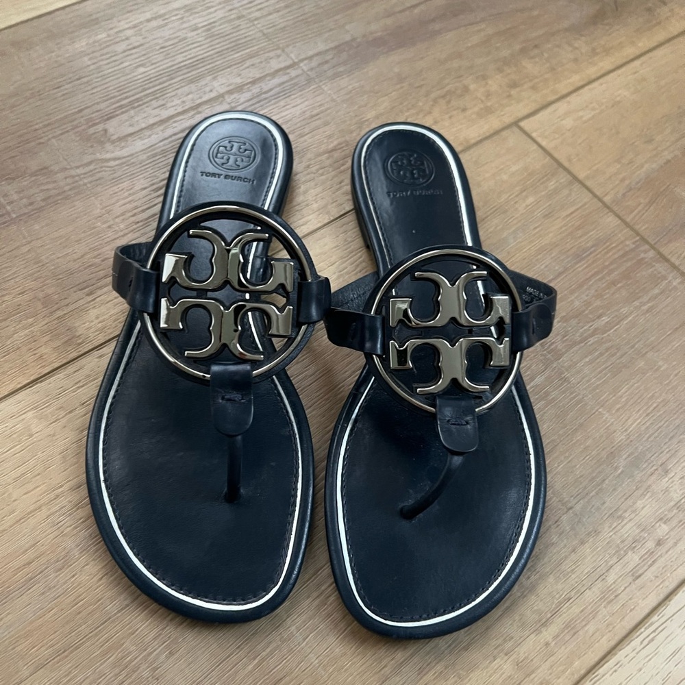 Tory Burch Navy and Silver sandals